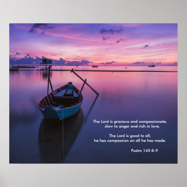 Poster Purple Serene Psalm 145:8-9 (Front)