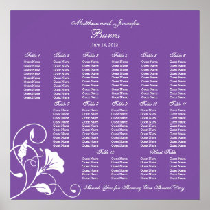 Poster Purple Square Wedding Reception Seating Chart
