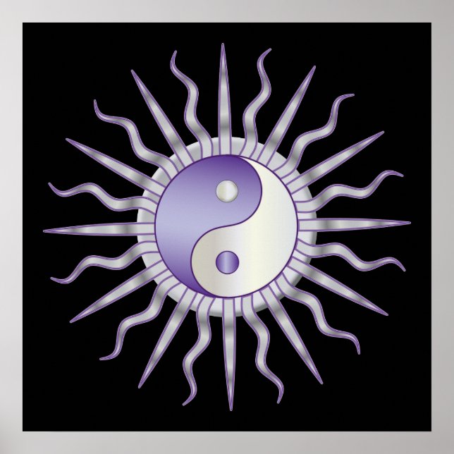Poster Purple Starburst Yin Yang (Devant)