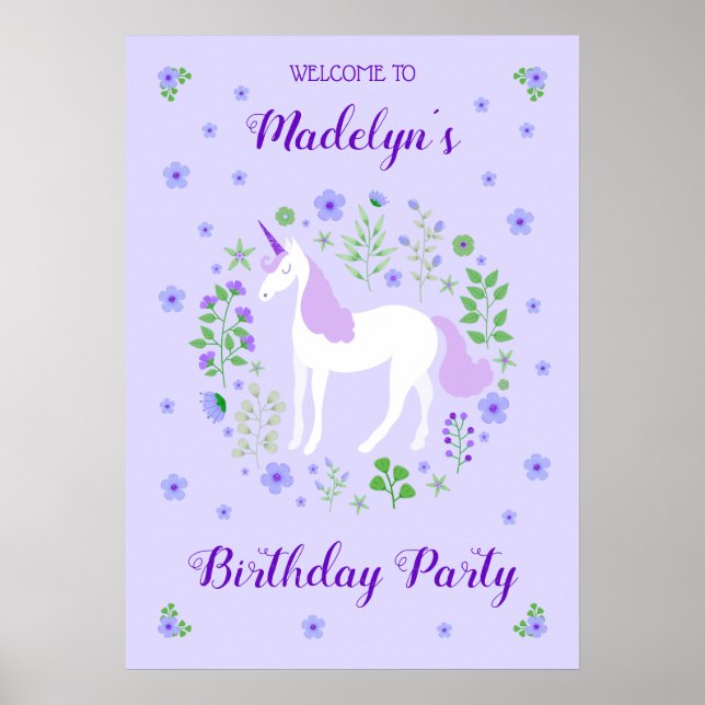Poster Purple Unicorn Faux Purple Parties scintillant Ann (Devant)
