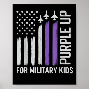 Poster Purple Up For Military Kids Drapeau Usa Military C