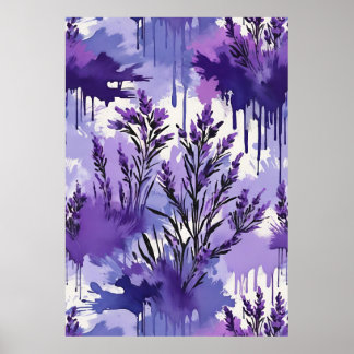 Poster Purple Watercolor with Florals