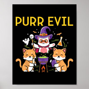 Poster Purr Evil Halloween Chats sorciers amusants Chats