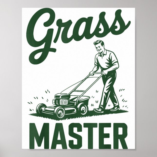 Poster Push Lawn Mower Legend Gr Master Dad Funny Mowing  (Devant)