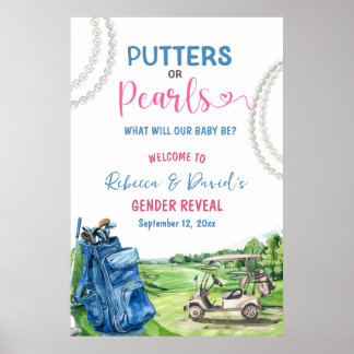 Poster Putters or Pearls Gender Reveal Welcome Sign