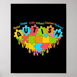 Poster Puzzle coloré Heart Love Sensibilisation sur l'aut