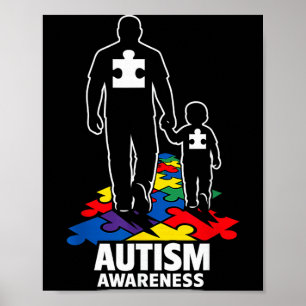 Poster Puzzle Papa Autiste Marchant Ensemble