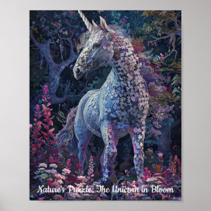 Poster Puzzle Unicorn Jardin enchanté