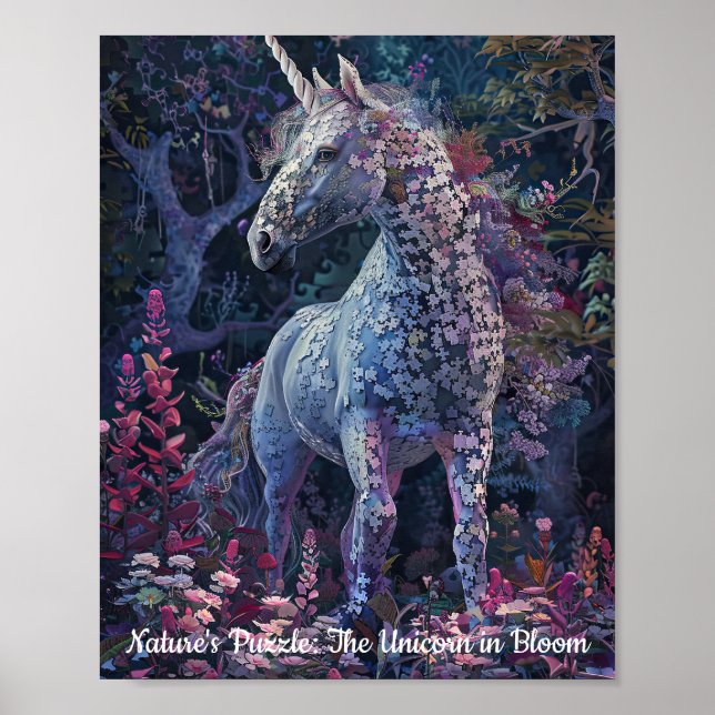 Poster Puzzle Unicorn Jardin enchanté (Devant)