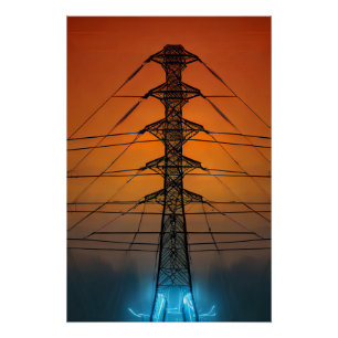 Poster Pylon couché de soleil