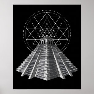 Poster Pyramide aztèque Géométrie sacrée maya antique