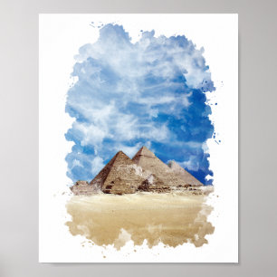 Poster Pyramide de Gizeh Egypte aquarelle Art