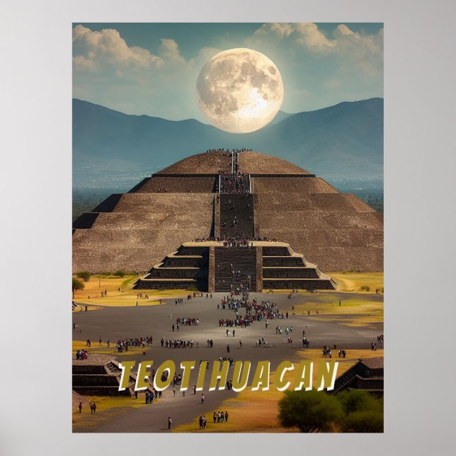 Poster Pyramide de la Lune, Teotihuacan, Mexique Voyage (Devant)