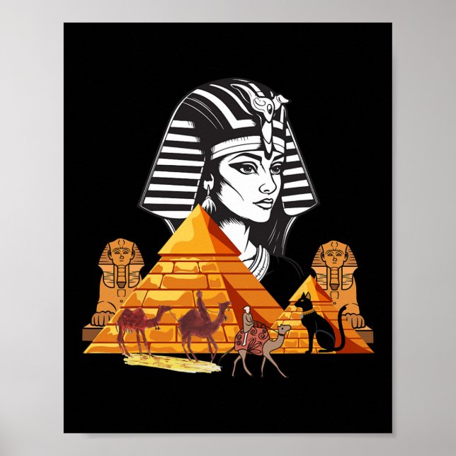 Poster Pyramide de tête de la reine égyptienne Cleopatra  (Devant)