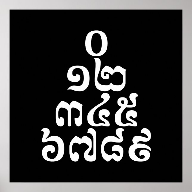 Poster Pyramide des nombres cambodgiens - 0 12 345 6789 K (Devant)