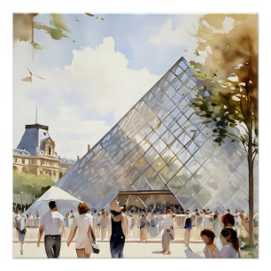 Poster pyramide du Louvre musée Parisien 
