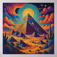 Pyramide égyptienne psychédélique paysage art