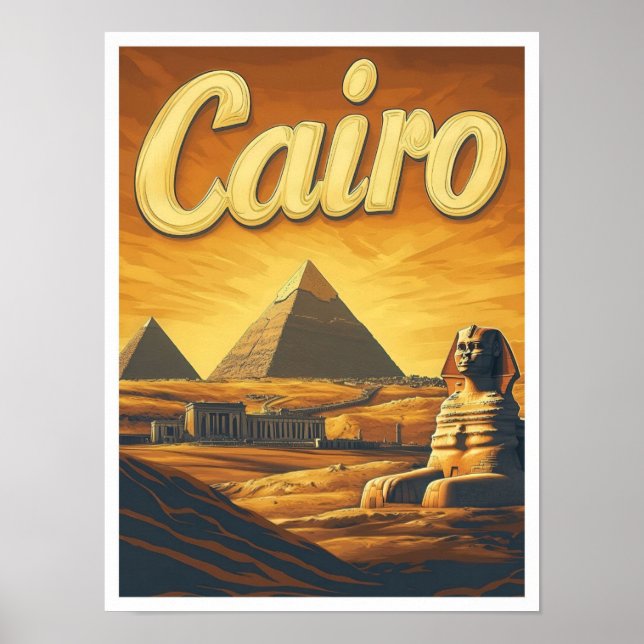 Poster Pyramide Le Caire Egypte Illustration Vintage voya (Devant)