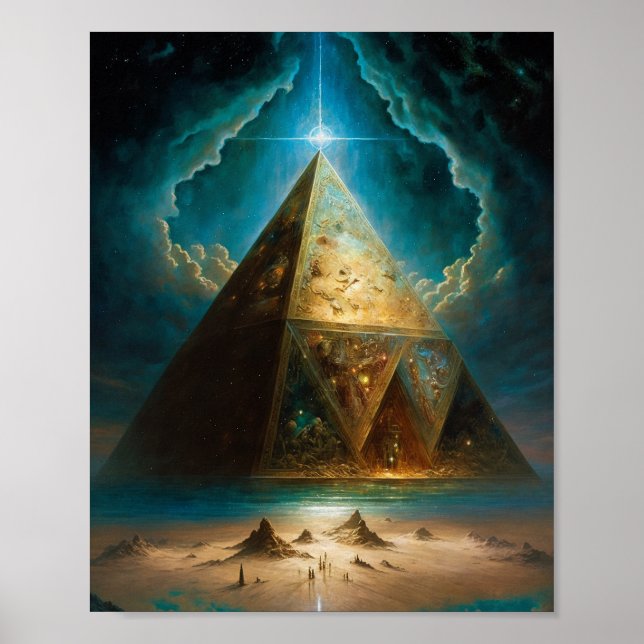 Poster Pyramide mystique Art Visionnaire (Devant)