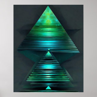POSTER PYRAMIDE VERT TURQUOISE CLAIR ART