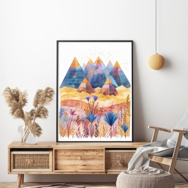 Poster Pyramides Abstraites Colorful Desert Wall Art (Créateur téléchargé)