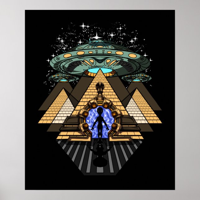 Poster Pyramides égyptiennes Espace Alien Annunaki Conspi (Devant)