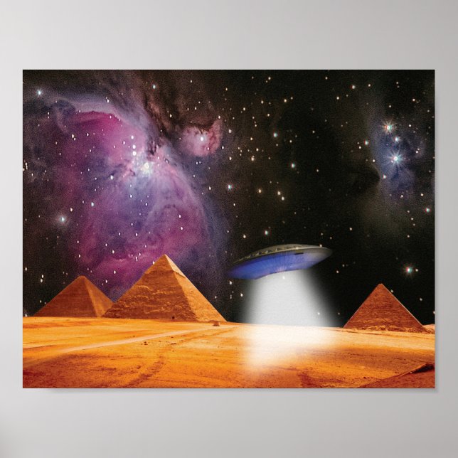 Poster Pyramides égyptiennes Gizeh rencontre espace et OV (Devant)