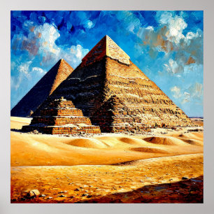 Poster Pyramides égyptiennes sous un ciel bleu vif