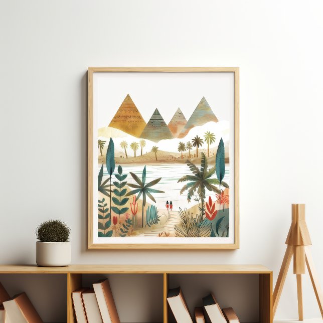 Poster Pyramides Nil River Desert Scene Wall Art (Créateur téléchargé)