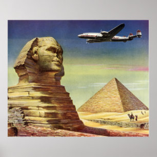 Poster Pyramides vintages, le grand sphinx de Gizeh, Egyp