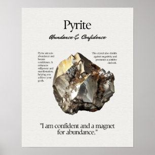 Poster Pyrite Gem Crystal Signification Carte