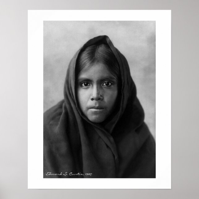 Poster Qahatika Girl par Edward S. Curtis 16 x 20 (Devant)