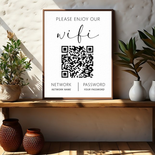 Poster QR Code Blanc S'Il Vous Plaît Profitez De Notre Wi (Créateur téléchargé)