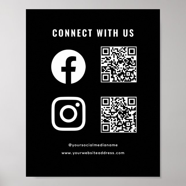 Poster QR Code Médias Sociaux Suivez Scannez Connectez-vo (Devant)