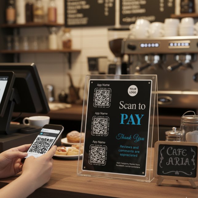 Poster QR Code Payment - Scan to Pay Business Logo (Créateur téléchargé)