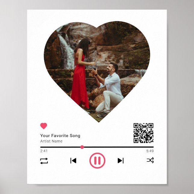 Poster QR Code Toute Chanson Personnalisée Couple Anniver (Devant)