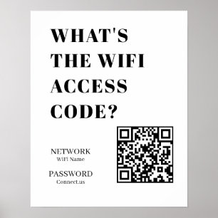 Poster QR WiFi personnalisé Quel est le code WiFi à aff