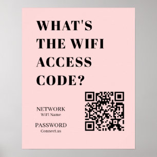 Poster QR WiFi Rose personnalisé Mot de passe personnal