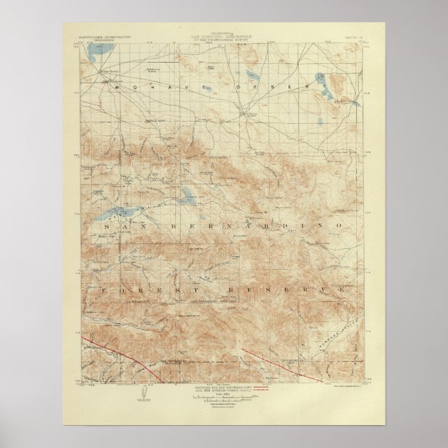 Poster Quadrangée San Gorgonio montrant San Andreas Rift (Devant)
