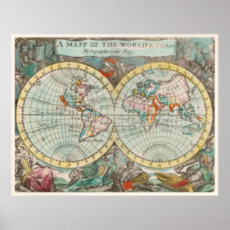 Poster Quadro decorativo Mapa do Mundo