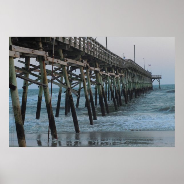 Poster Quai et vagues = Oak Island, NC (Devant)