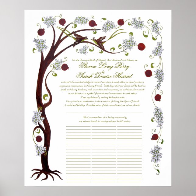 Poster Quaker Mariage Tree of Life (60 invités) portrait (Devant)