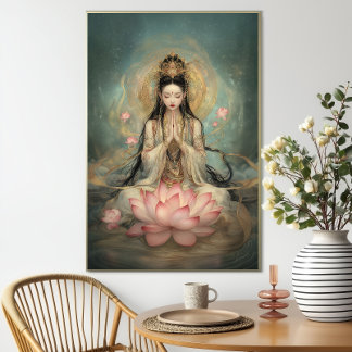 Poster Quan Yin éthérée : Déesse bouddhiste Prière du Lot