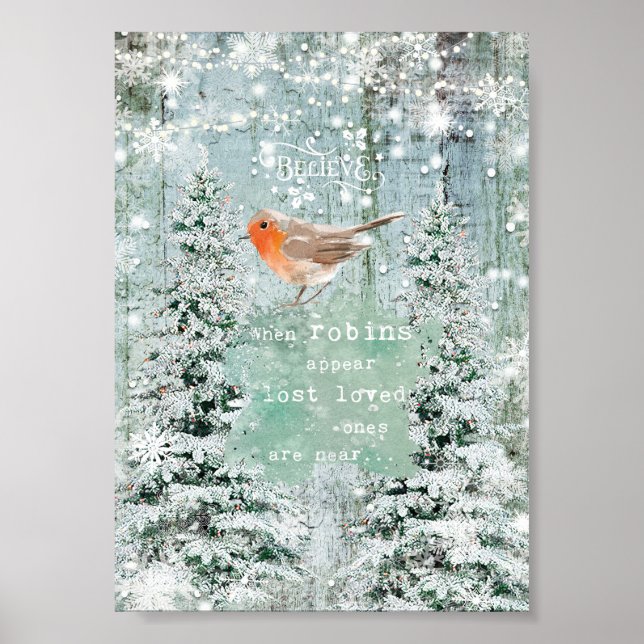 Poster quand les robins apparaissent Noël signe d'hiver (Devant)