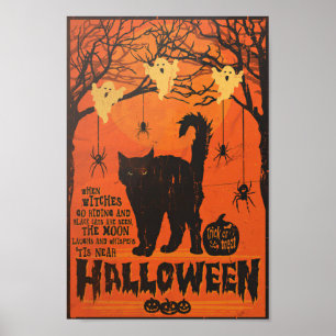 Poster Quand Les Sorcières Vont À Riding Et Les Chats Noi