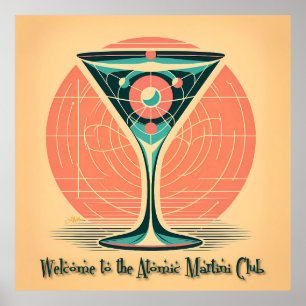 Poster Quantum Entanglement Atomic Martini Club Cocktail
