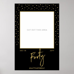 Poster Quarante   Black & Gold 40th Birthday Photo Frame 