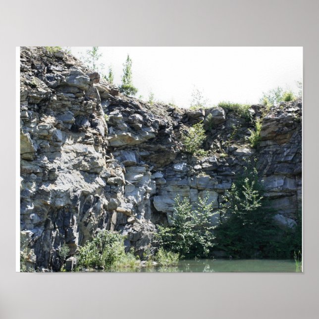Poster Quarry Granit Rock Cliff Wall Pond Nature (Devant)