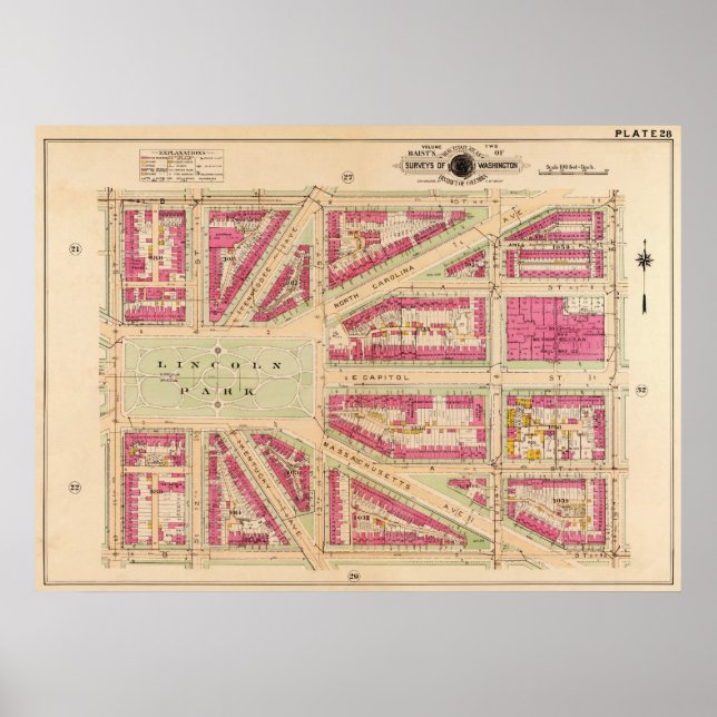 Poster Quartier de Capitol Hill à DC. (Baist) 1919 BigMap (Devant)