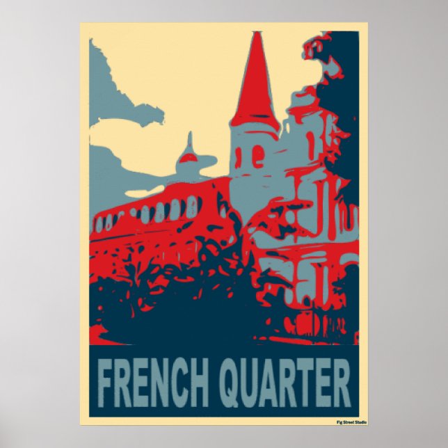 Poster Quartier français en bleu (Devant)